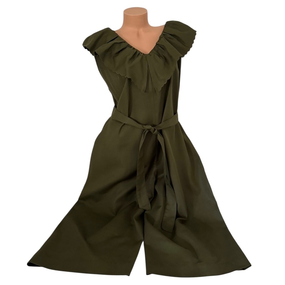Kate & Mallory Women's Olive Green Ruffle Scallop Wide Leg Jumpsuit Size 2X Plus